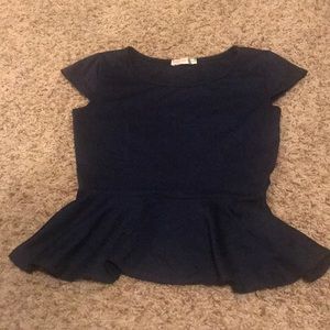 Navy Blue Peplum Blouse